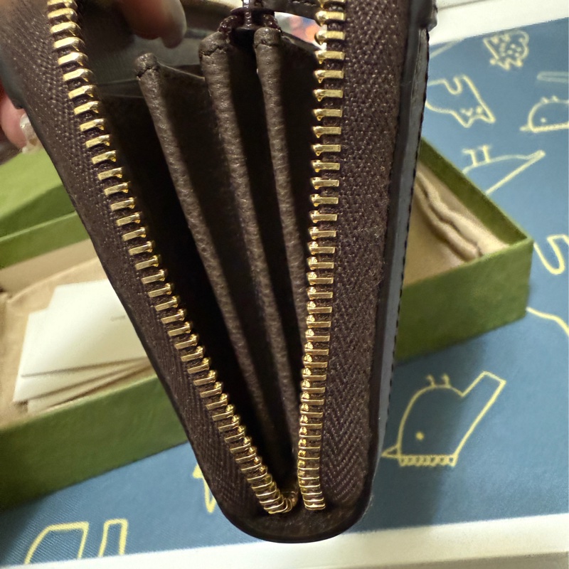 GUCCI 古馳 經典Ophidia GG印花帆布牛皮飾邊拉鍊長夾-5