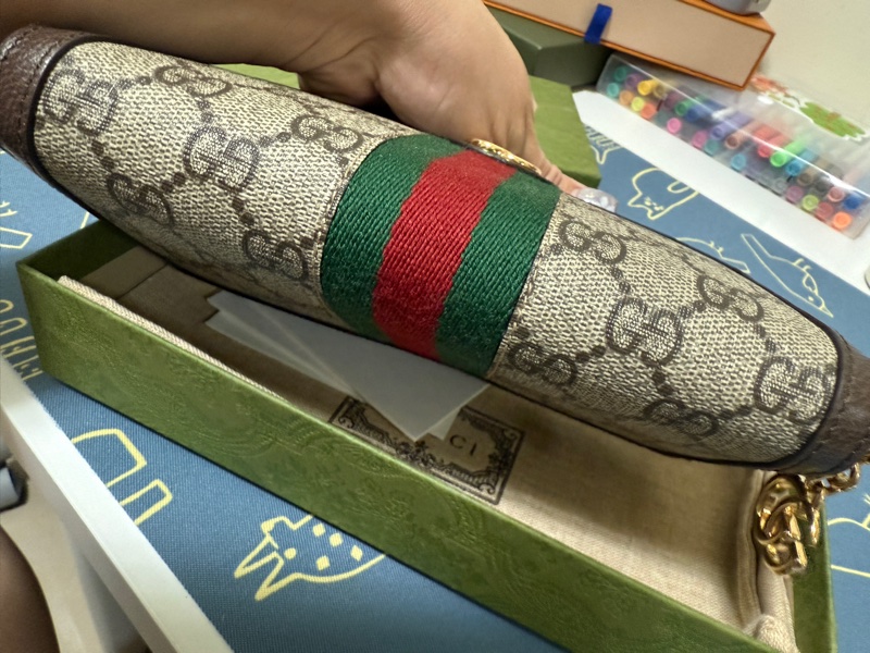 GUCCI 古馳 經典Ophidia GG印花帆布牛皮飾邊拉鍊長夾-7