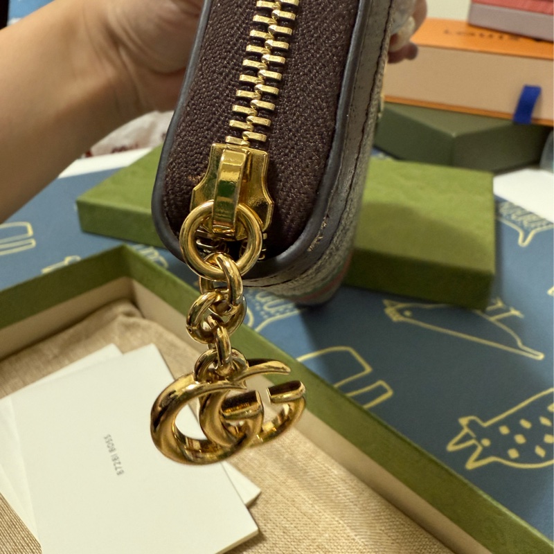 GUCCI 古馳 經典Ophidia GG印花帆布牛皮飾邊拉鍊長夾-16
