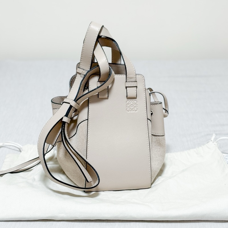 Loewe hammock mini 帆布拼接燕麥-0
