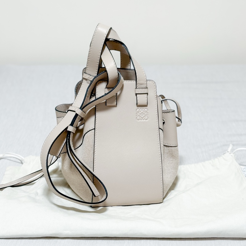 Loewe hammock mini 帆布拼接燕麥-5