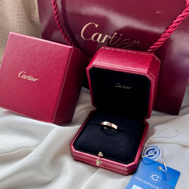 Cartier卡地亞18k玫瑰金love窄版戒指 56號 🈶盒子-1