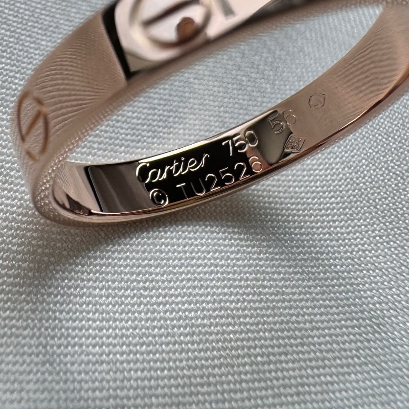 Cartier卡地亞18k玫瑰金love窄版戒指 56號 🈶盒子-3