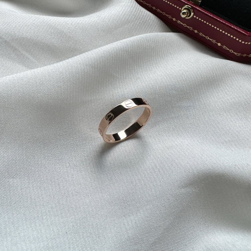 Cartier卡地亞18k玫瑰金love窄版戒指 56號 🈶盒子-4