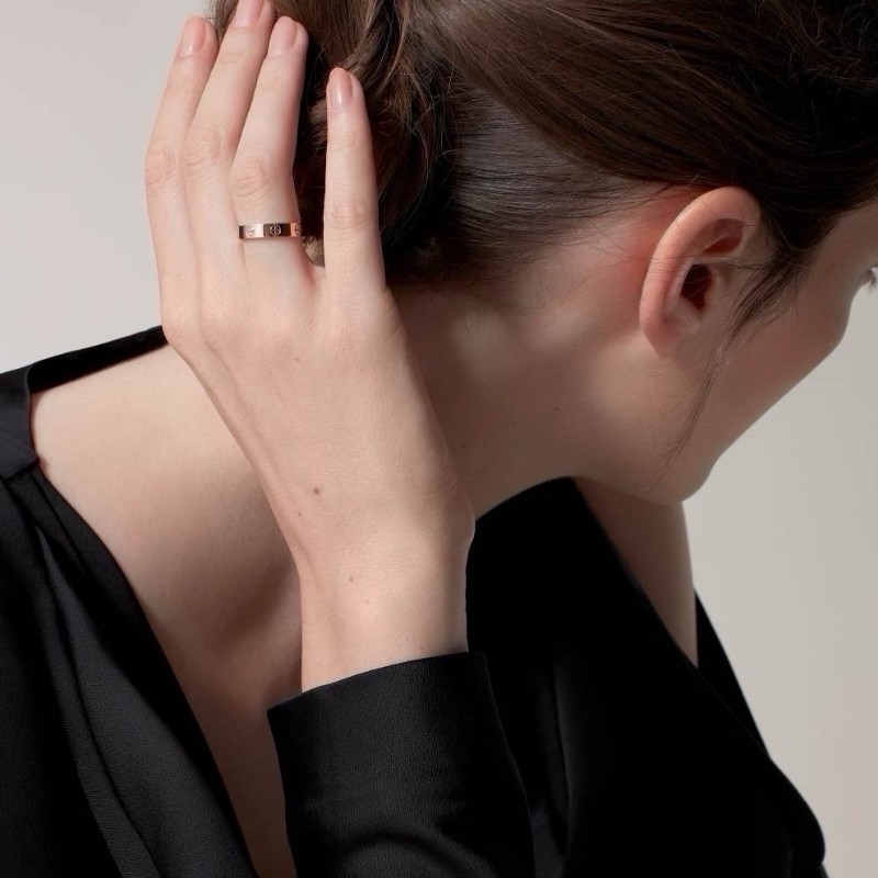 Cartier卡地亞18k玫瑰金love窄版戒指 56號 🈶盒子-5