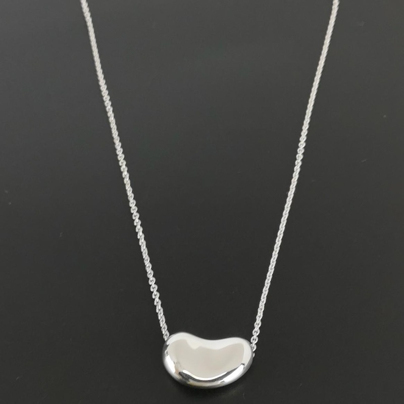 Tiffany & co Elsa Peretti Bean design系列925銀豌豆吊墜項鍊 40-41cm-5