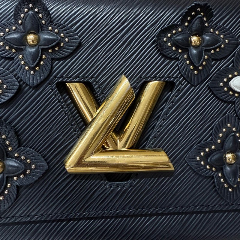 LV Twist Epi水波纹黑色金扣花朵鉚釘包扭扭包 肩背包 手提包-7