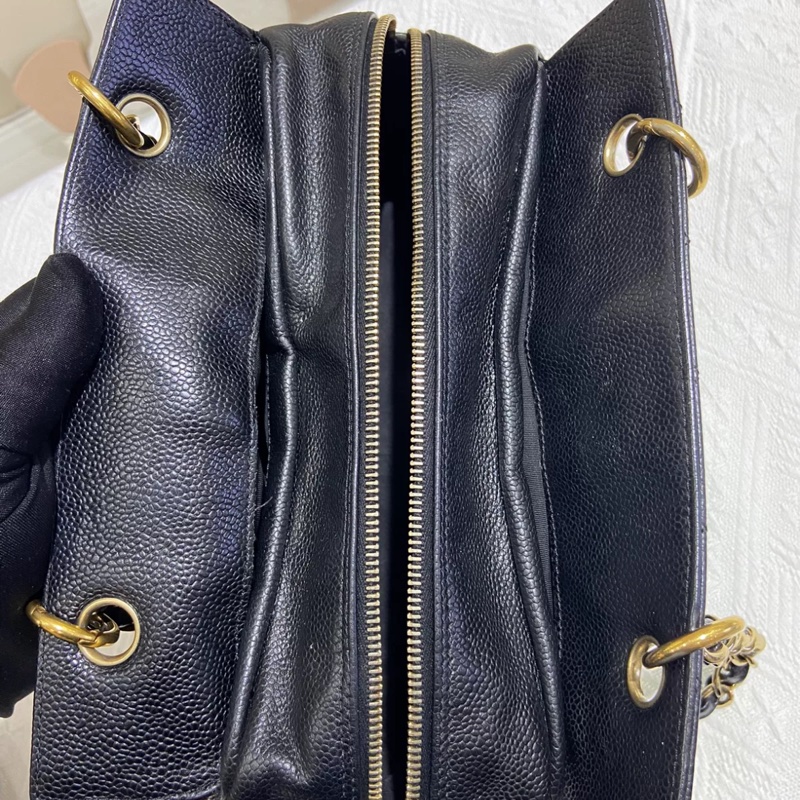 Chanel ptt 黑金荔枝牛皮托特包🉑肩背 #98閒置新 #耐操耐用大容量-8