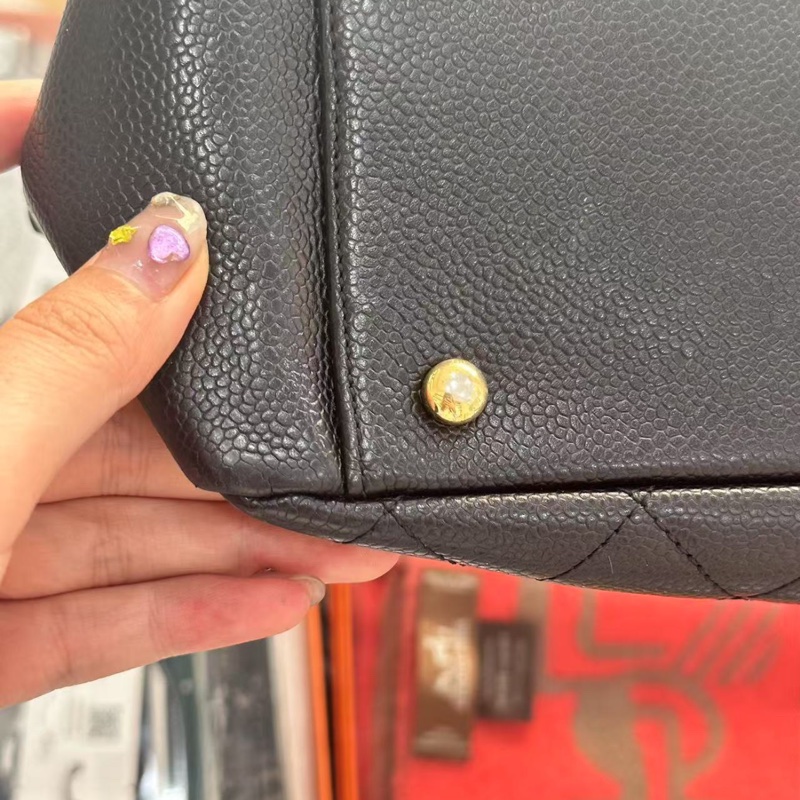 Chanel ptt 黑金荔枝牛皮托特包🉑肩背 #98閒置新 #耐操耐用大容量-11