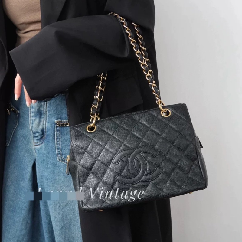 #全網最低 #15萬入手 香奈兒黑金荔枝皮托特包🉑肩背-0