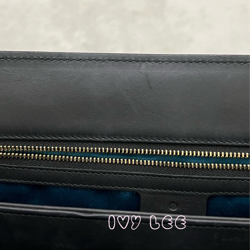 Gucci 深藍黑色絨面麂皮革龍刺繡 503876 金鏈條 Ophidia 單肩包 斜背包 正品 二手精品-5