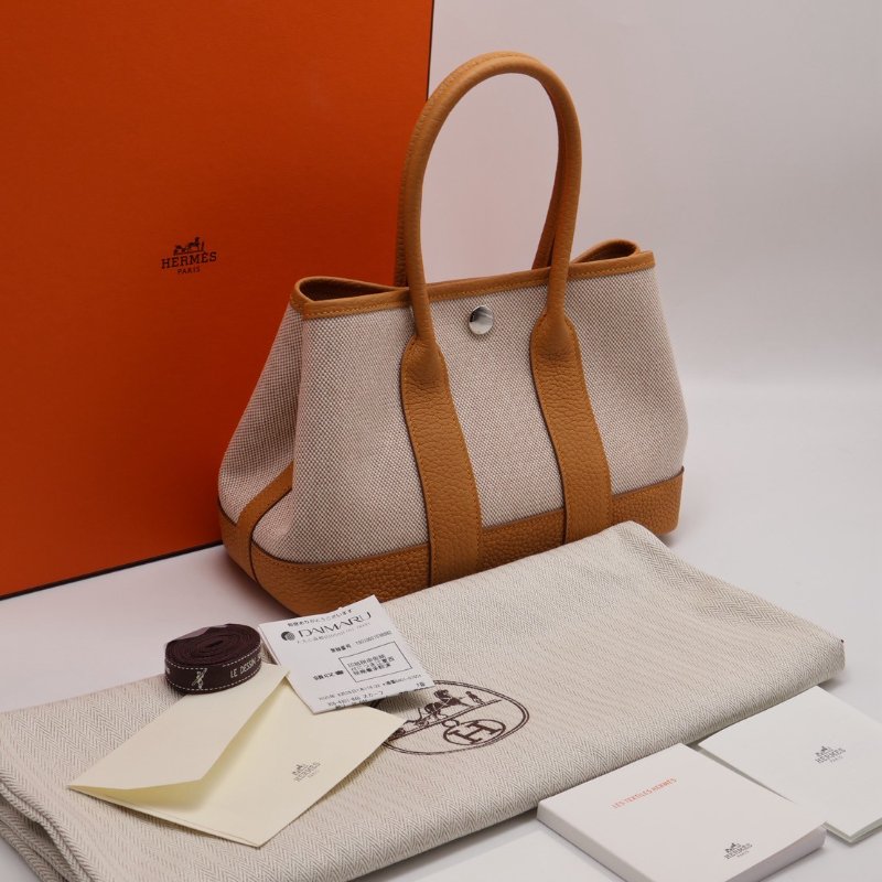 HERMES Mini garden party - 帆布沙灘金-8