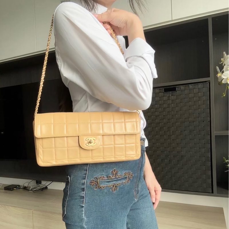 Chanel 香奈兒 奶茶 肩背包 手拿包 二手口蓋 冰洛包-2