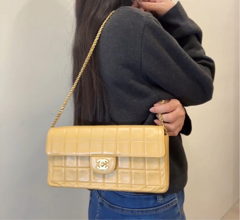 Chanel 香奈兒 奶茶 肩背包 手拿包 二手口蓋 冰洛包-4