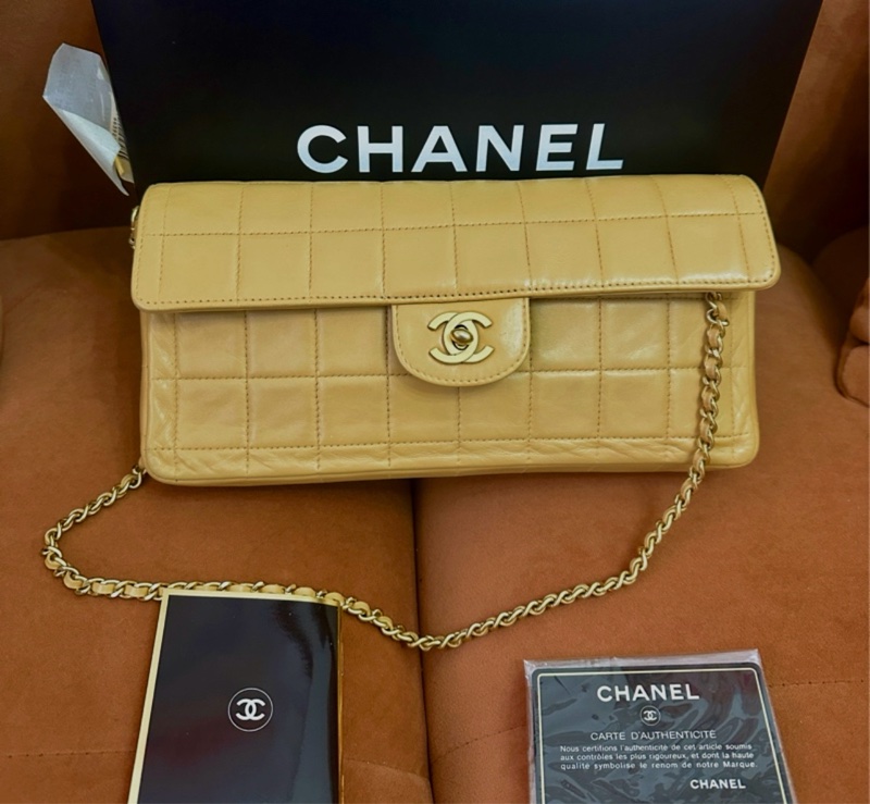 Chanel 香奈兒 奶茶 肩背包 手拿包 二手口蓋 冰洛包-5