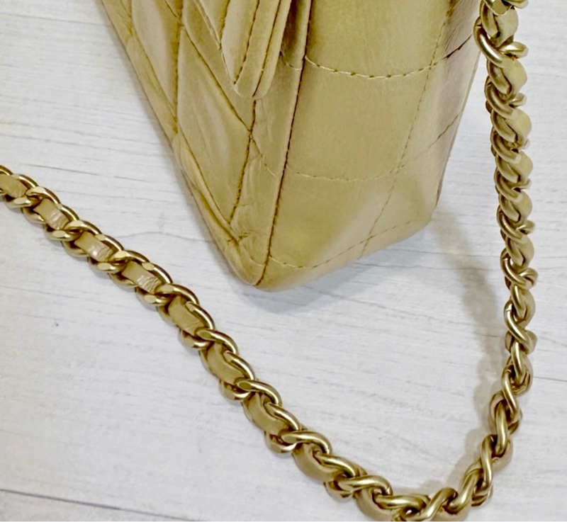 Chanel 香奈兒 奶茶 肩背包 手拿包 二手口蓋 冰洛包-9