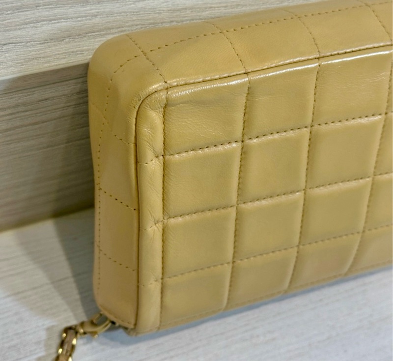 Chanel 香奈兒 奶茶 肩背包 手拿包 二手口蓋 冰洛包-13