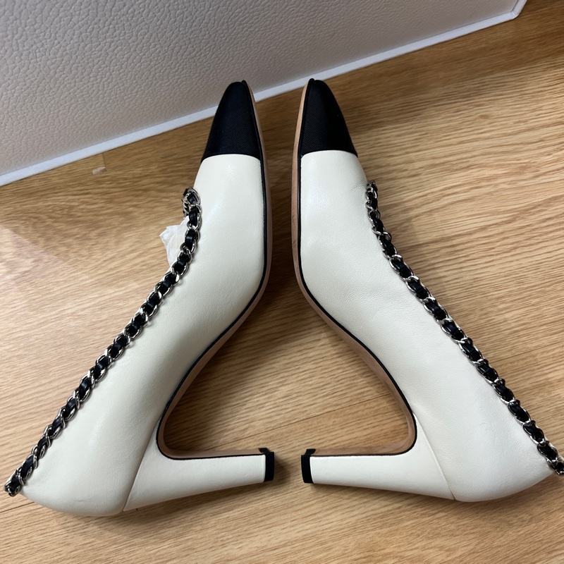 Chanel黑白鏈條高跟鞋 36.5-3
