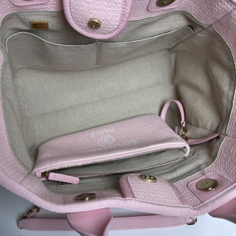 CHANEL 沙灘包小號粉紅 晶片款-5