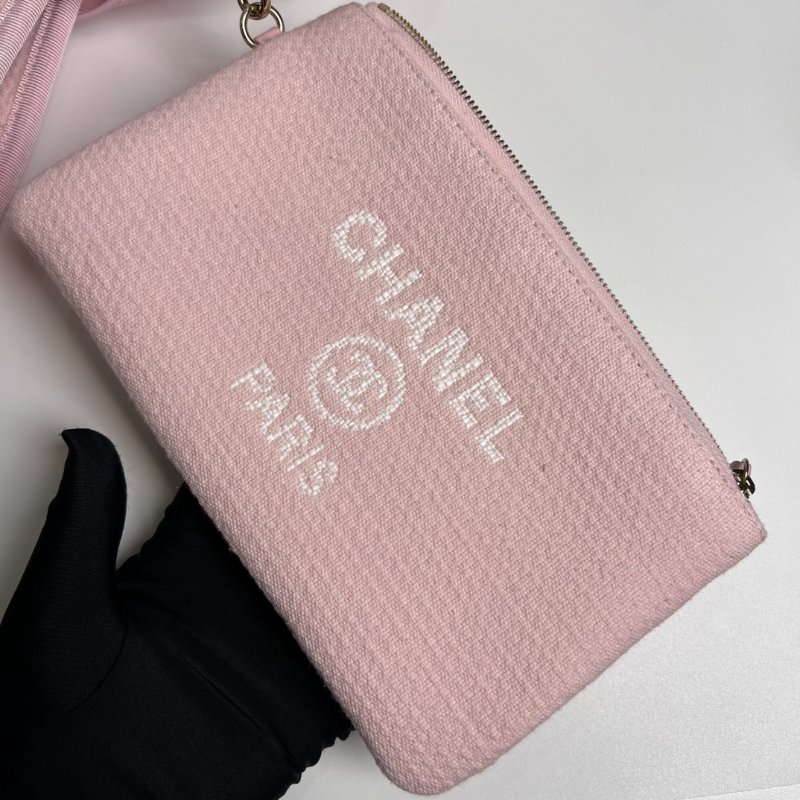 CHANEL 沙灘包小號粉紅 晶片款-7