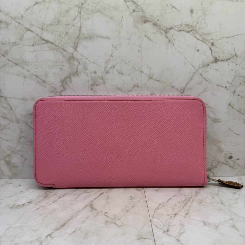 HERMES粉色口拉絲巾長夾/U-1