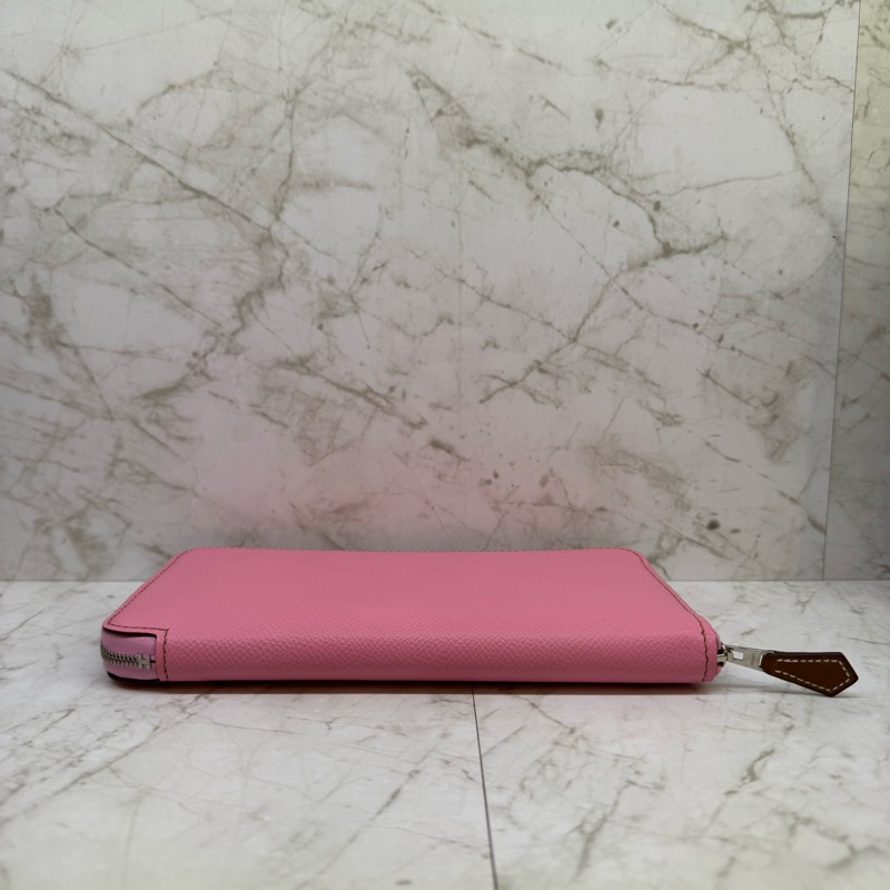 HERMES粉色口拉絲巾長夾/U-2