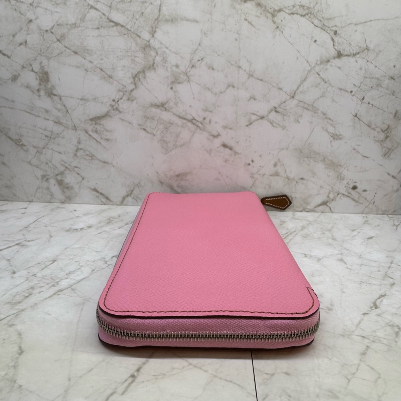 HERMES粉色口拉絲巾長夾/U-3