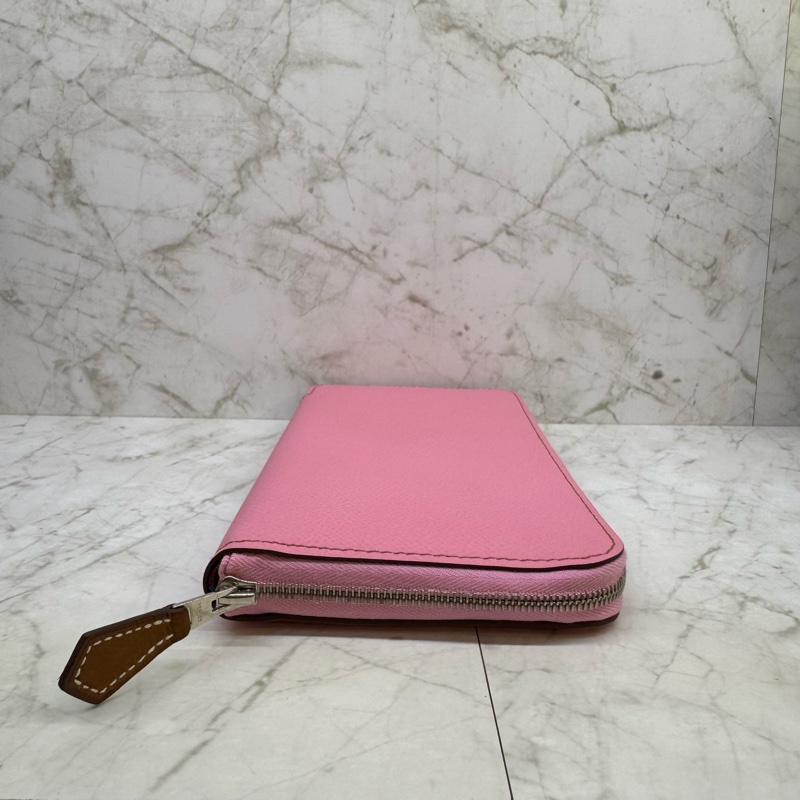 HERMES粉色口拉絲巾長夾/U-5