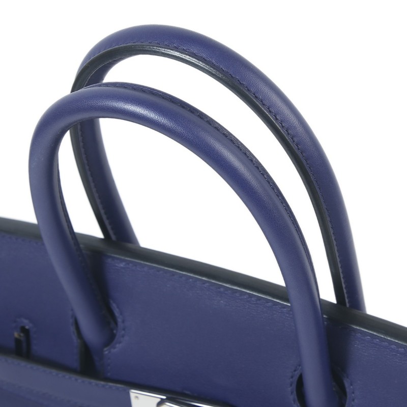 8成新 HERMÈS 限量款 Birkin 30 鉑金包 Tressage De Cuir 菱格紋 M3 Blue Encre 墨水藍 37 Gold 金棕 P3 Blue du Nord 北方藍 Swift牛皮 銀扣 (思英HX-4