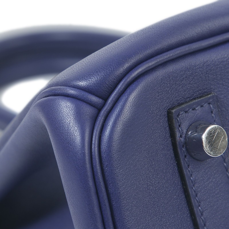 8成新 HERMÈS 限量款 Birkin 30 鉑金包 Tressage De Cuir 菱格紋 M3 Blue Encre 墨水藍 37 Gold 金棕 P3 Blue du Nord 北方藍 Swift牛皮 銀扣 (思英HX-7