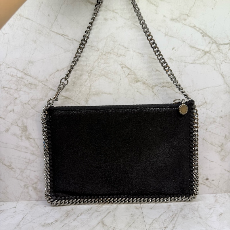 Stella McCartney Falabella銀黑鍊手提扁包-1