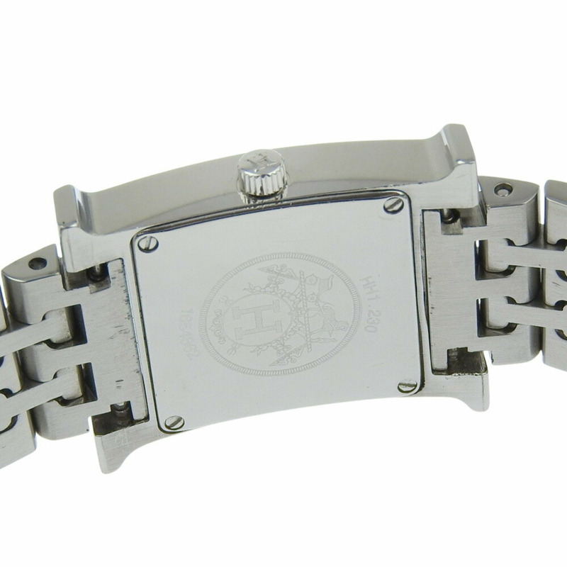 Hermès H 手錶 HH1.230，鑽石錶圈，不銹鋼，石英機芯，模擬顯示，白色錶盤，女士-6