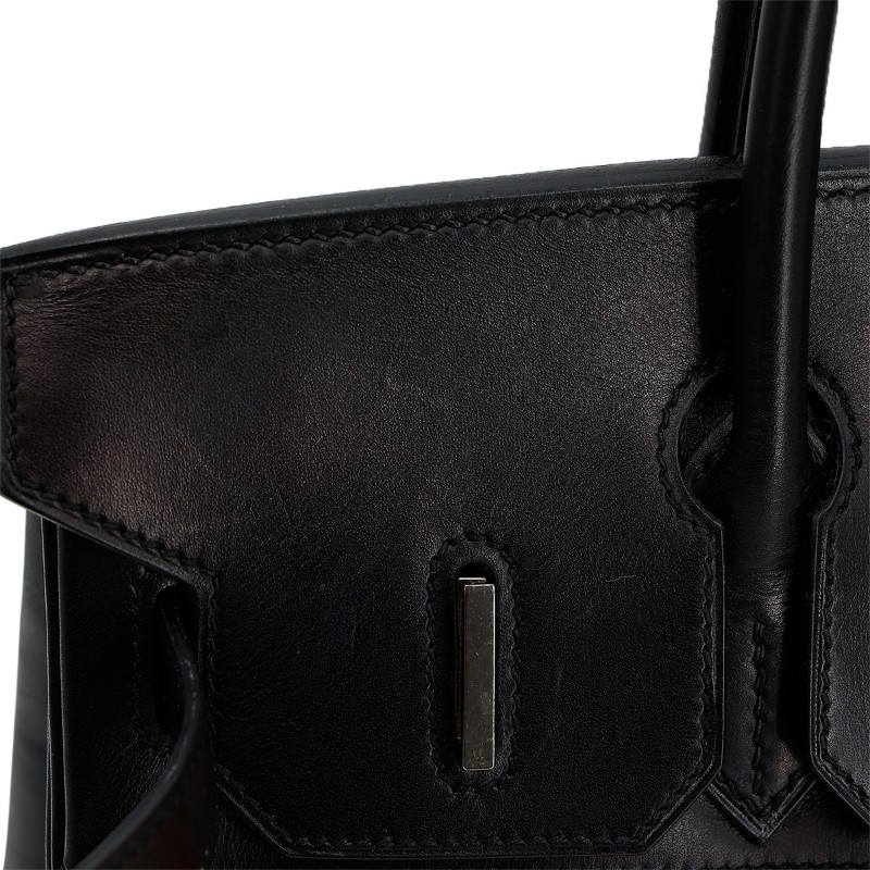 7成新 HERMÈS 愛馬仕 限量收藏款 Birkin 30 Potamus 89 黑色 Noir 93 愛馬仕橘 Orange Box牛皮 Toile H 帆布 銀扣 □J刻 2006年 (思英HX-6