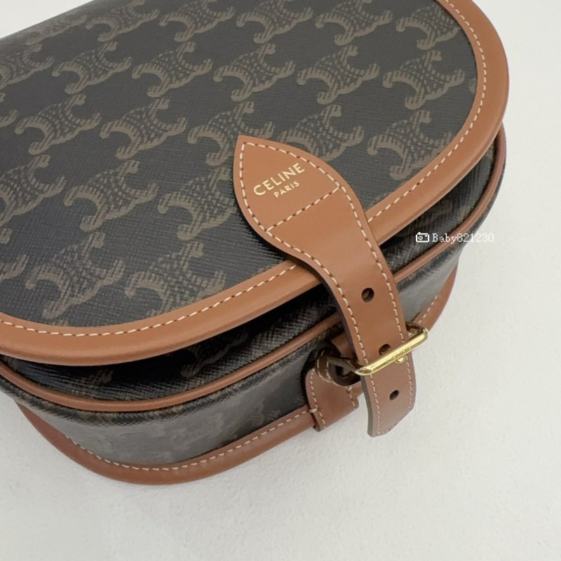 CELINE包包 Folco Triomphe帆布馬鞍包-5