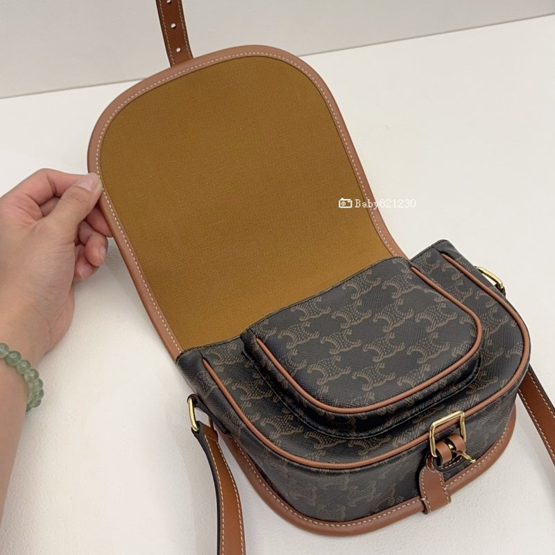 CELINE包包 Folco Triomphe帆布馬鞍包-7