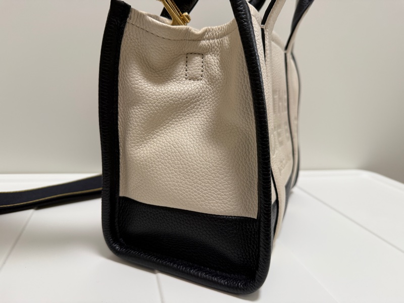 MARC JACOBS THE COLORBLOCK 荔枝紋撞色手提/斜背托特包-中/黑白-3
