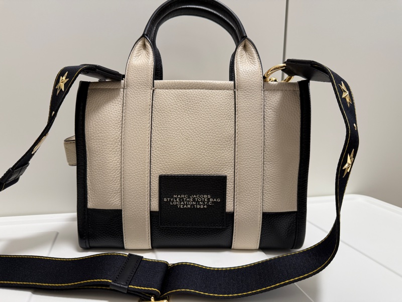 MARC JACOBS THE COLORBLOCK 荔枝紋撞色手提/斜背托特包-中/黑白-5