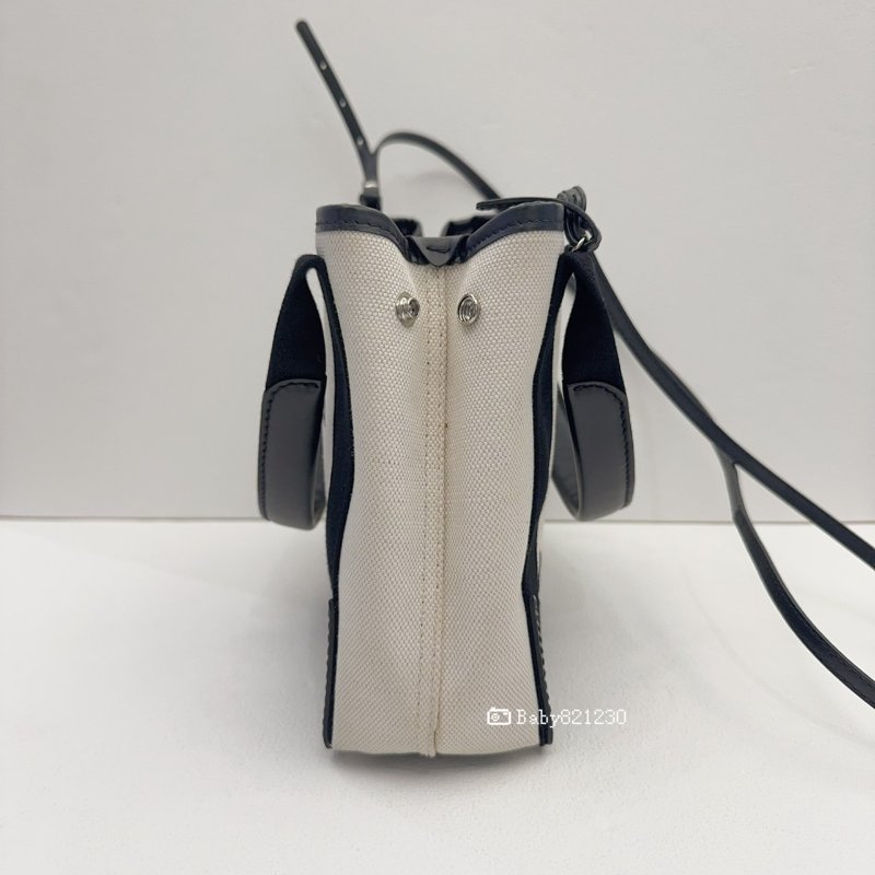 Balenciaga包包 Navy米白帆布小號手提斜背包-2