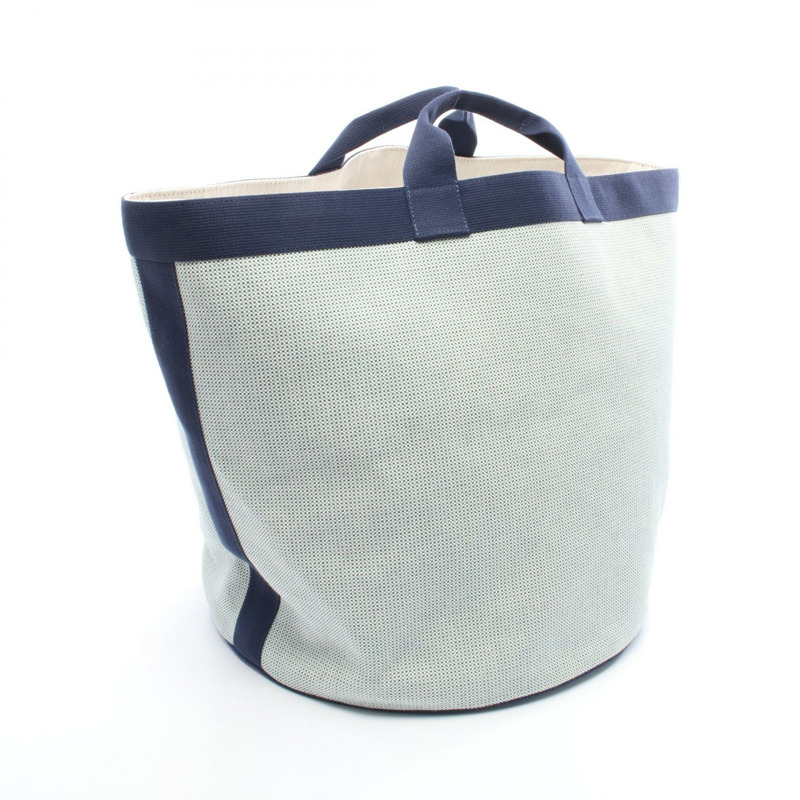 HERMES Basket 手提包 Toile H 帆布海軍藍綠米色二手女款-1