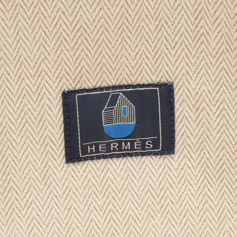 HERMES Basket 手提包 Toile H 帆布海軍藍綠米色二手女款-3