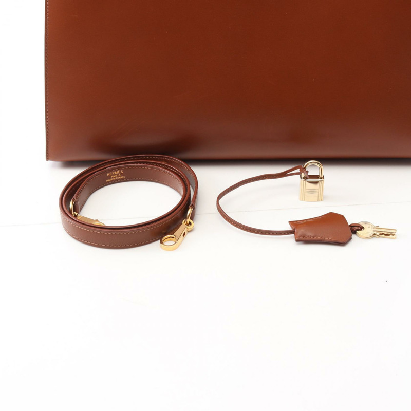 HERMES Kelly 35 手提包 E 小牛皮 棕色 Fauve 二手 女士 Sellier GHW-5