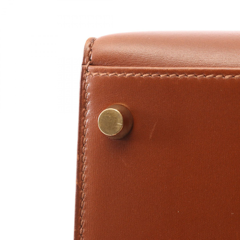 HERMES Kelly 35 手提包 E 小牛皮 棕色 Fauve 二手 女士 Sellier GHW-9