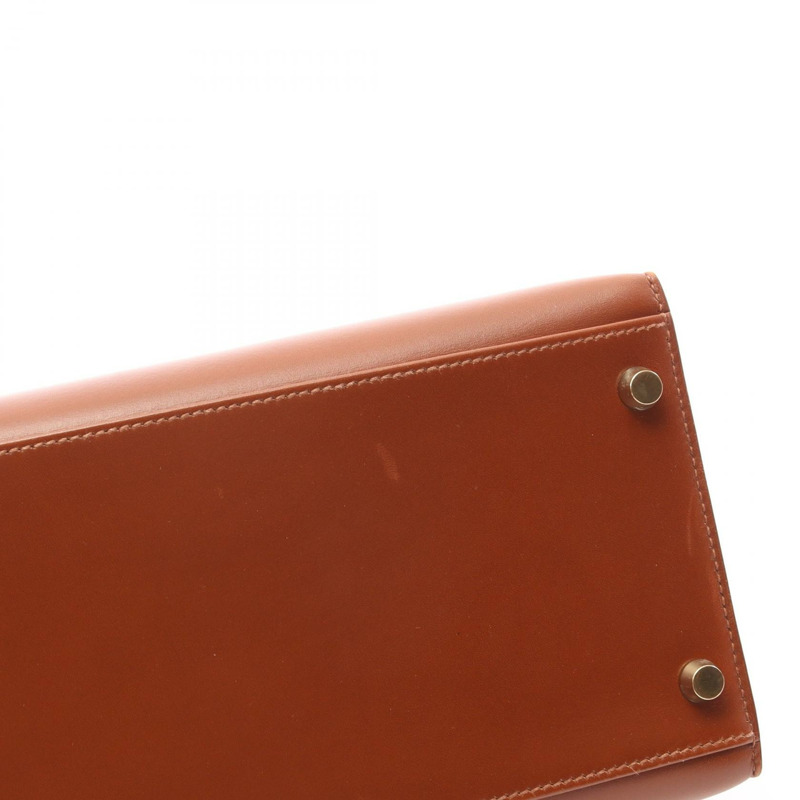 HERMES Kelly 35 手提包 E 小牛皮 棕色 Fauve 二手 女士 Sellier GHW-10
