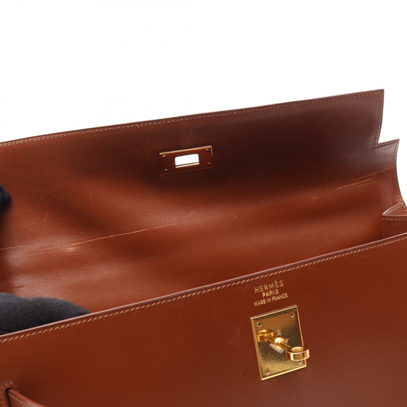 HERMES Kelly 35 手提包 E 小牛皮 棕色 Fauve 二手 女士 Sellier GHW-13