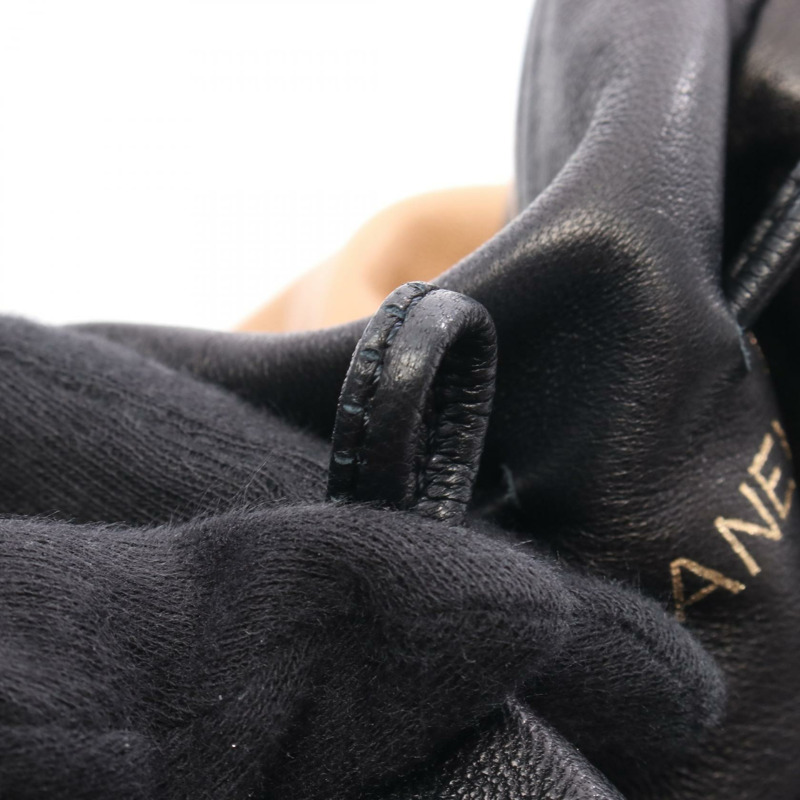 CHANEL COCO Mark 抽繩手提包小羊皮棕色黑色二手女款 CC-5