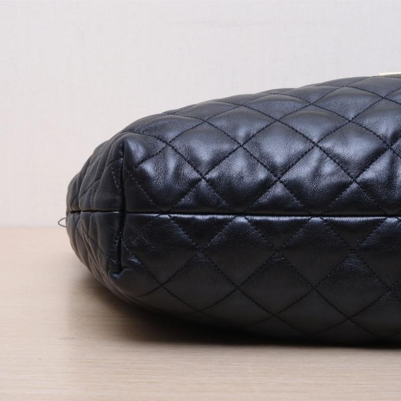 ICARE 加大號 絎縫 購物袋 MAXI 黑色 皮革S 金扣-2