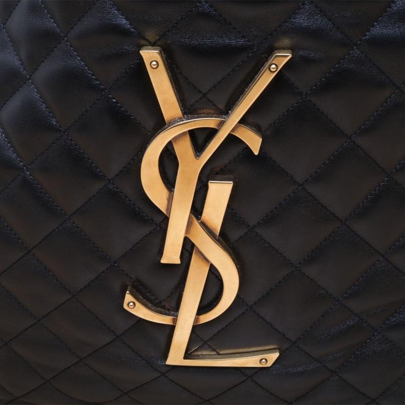 ICARE 加大號 絎縫 購物袋 MAXI 黑色 皮革S 金扣-4