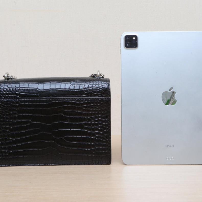 SUNSET 日落包 中號 22 鱷魚壓紋 黑色 皮革C 銀釦-1