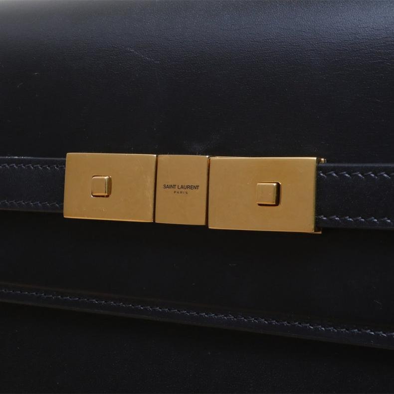 MANHATTAN 曼哈頓 BOX 中號 29 黑色 皮革C 金扣-5