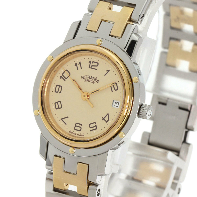 Hermès Clipper 腕錶，不鏽鋼/SSxGP，女士-2